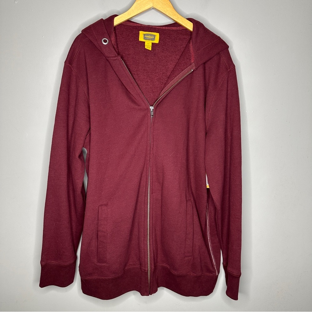 NWT The Foundry Supply Co Burgundy Zip-Up Hoodie XLT